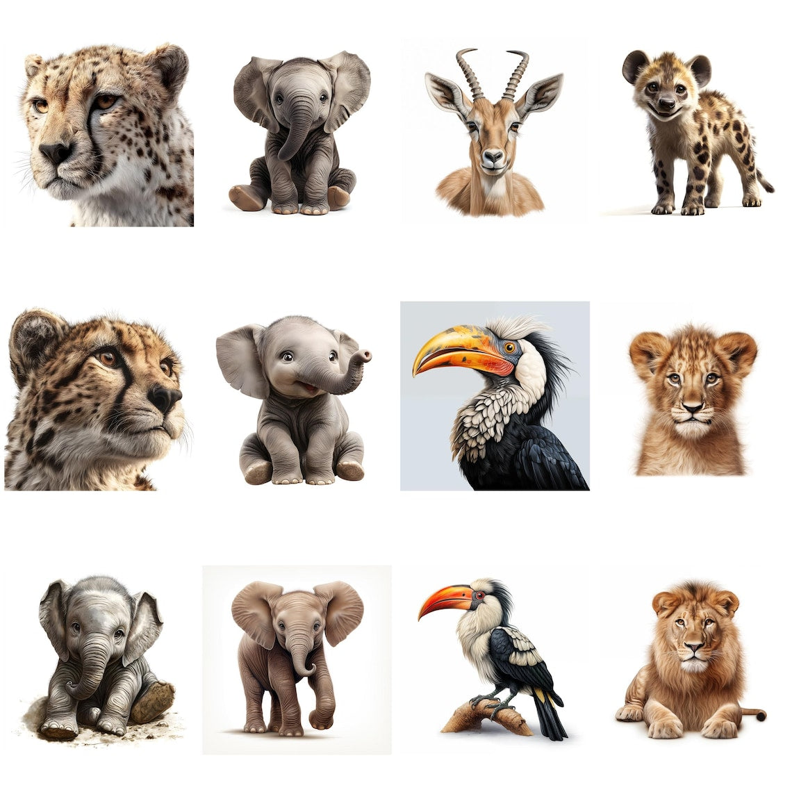 High-Quality African Safari Animals Clipart: Crafty! (Digital Download)