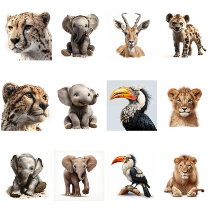 High-Quality African Safari Animals Clipart: Crafty! (Digital Download)